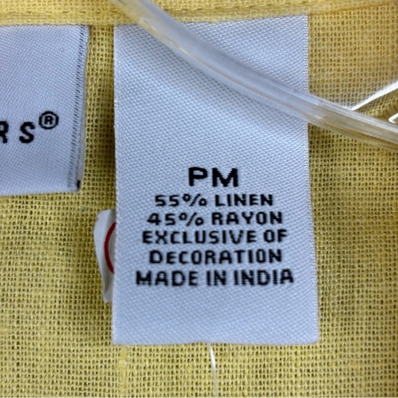 Kim Rogers Yellow Linen Blend Button Down Crop Shirt Embroidered Birds Medium P - Picture 7 of 9